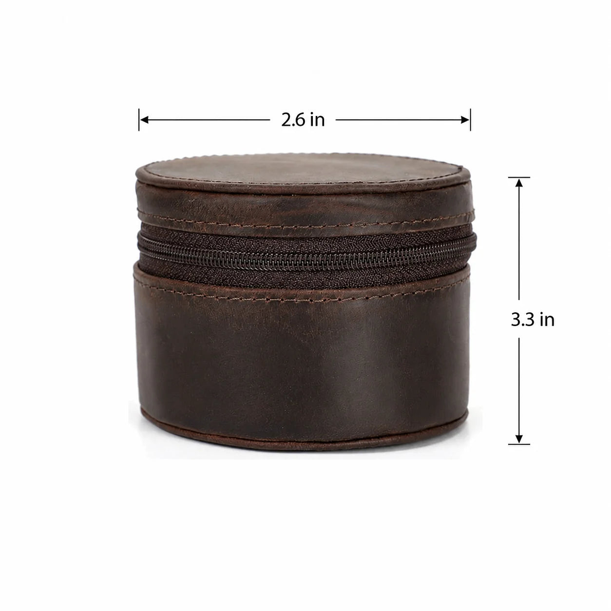 Men’s Leather Watch Travel Case - Round Single-Watch Box