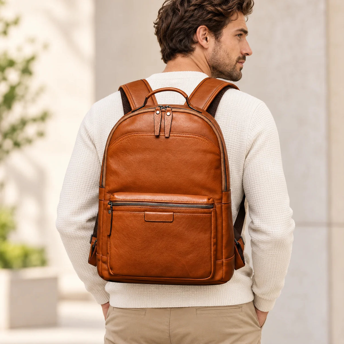 Men’s Leather Work Backpack – 15.6’’ Laptop Carry