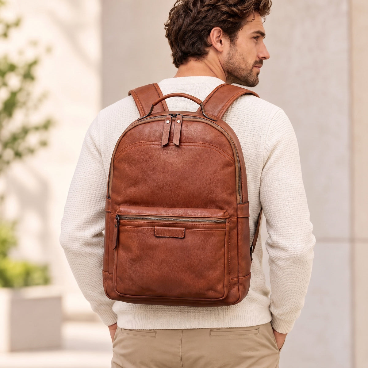 Men’s Leather Work Backpack – 15.6’’ Laptop Carry