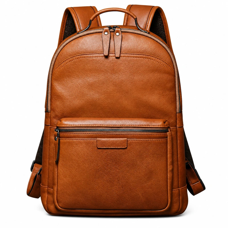 Men’s Leather Work Backpack – 15.6’’ Laptop Carry - Brown