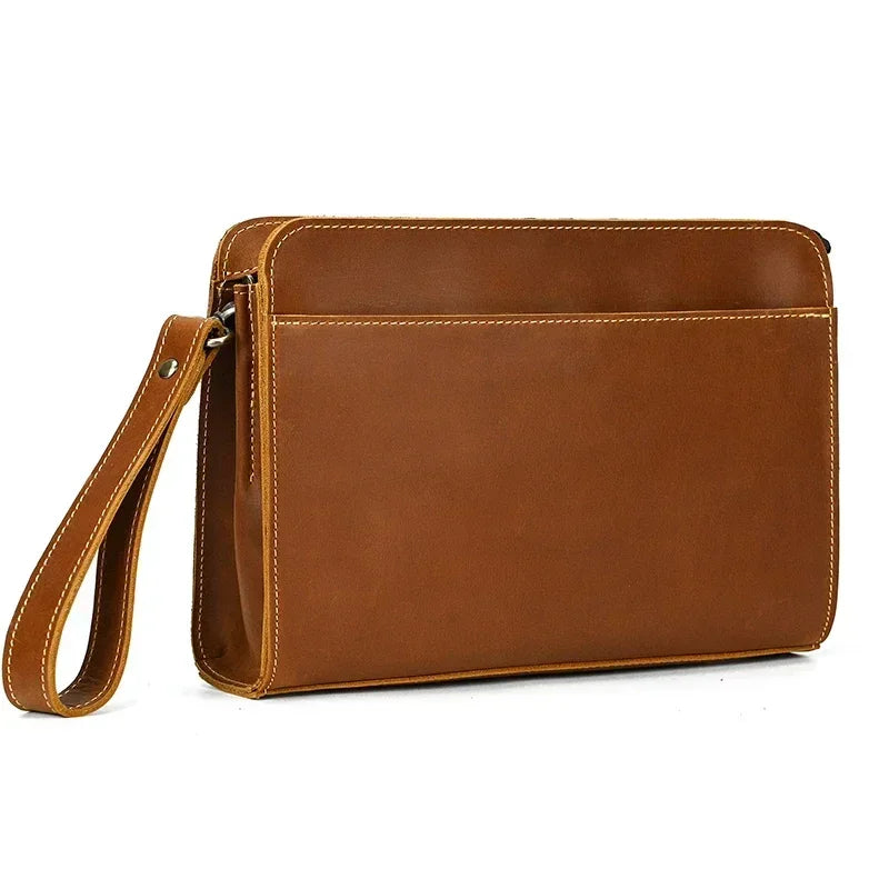 Men’s Leather Wrist Wallet - Zip Pocket Card & Cash Case