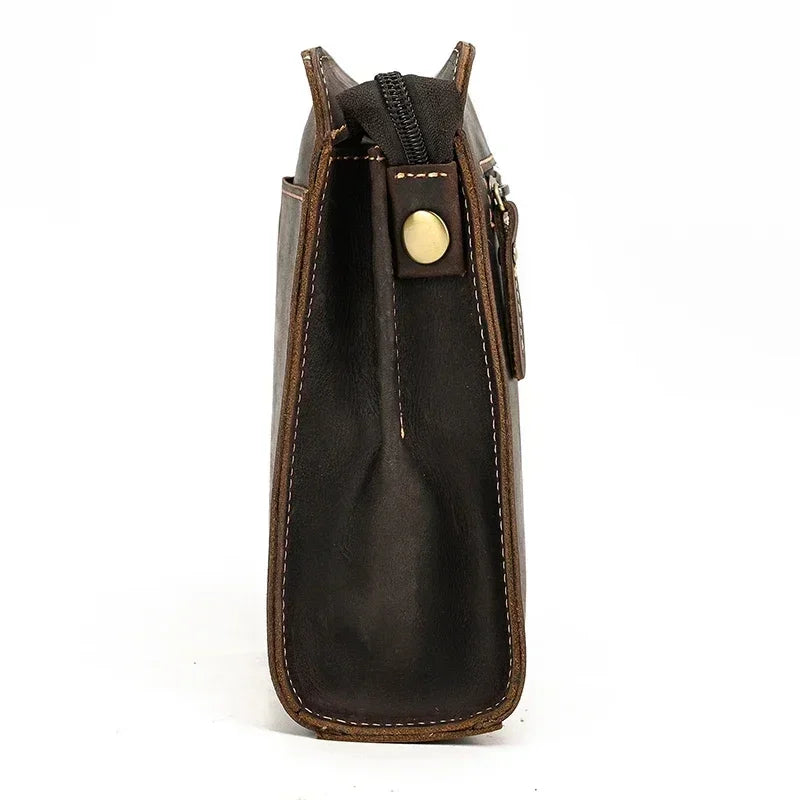 Men’s Leather Wrist Wallet - Zip Pocket Card & Cash Case