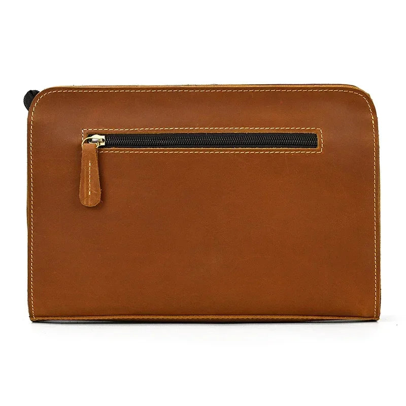 Men’s Leather Wrist Wallet - Zip Pocket Card & Cash Case