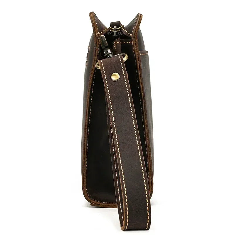 Men’s Leather Wrist Wallet - Zip Pocket Card & Cash Case