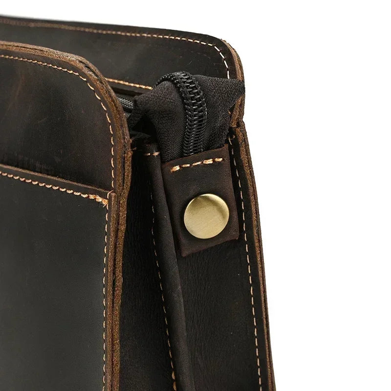 Men’s Leather Wrist Wallet - Zip Pocket Card & Cash Case