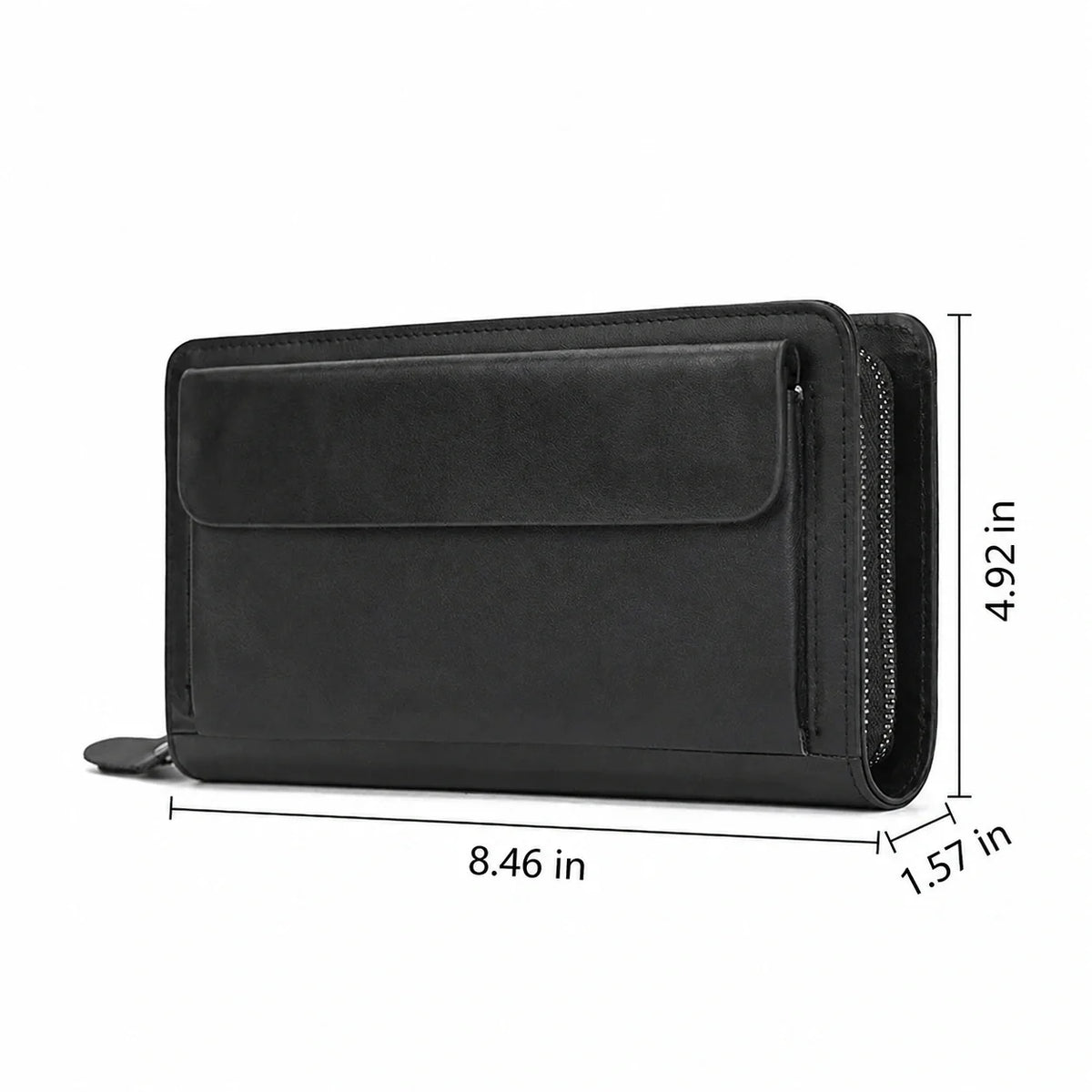 Men’s Leather Zip Wallet - Double Zip Smooth Clutch