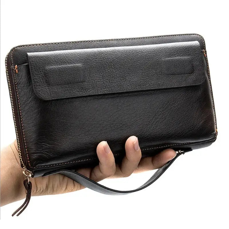 Men’s Leather Zip Wallet – Single or Double Zip Clutch