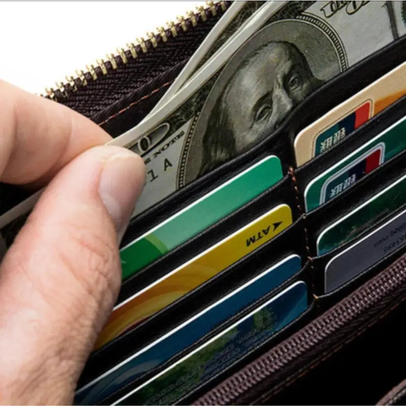 Men’s Leather Zip Wallet – Single or Double Zip Clutch