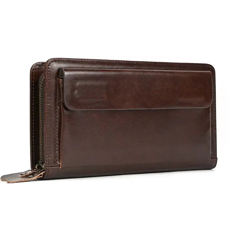 Men’s Leather Zip Wallet – Single or Double Zip Clutch