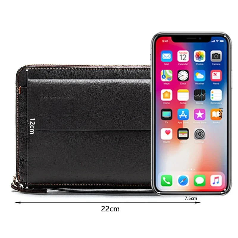 Men’s Leather Zip Wallet – Single or Double Zip Clutch