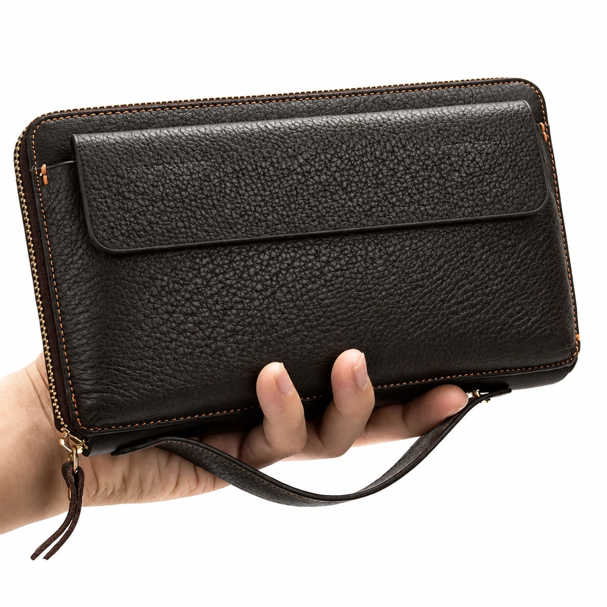 Men’s Leather Zip Wallet – Single Zip Clutch