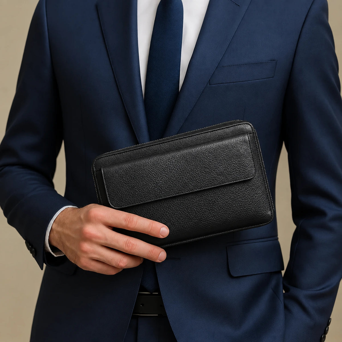 Men’s Leather Zip Wallet – Single Zip Clutch