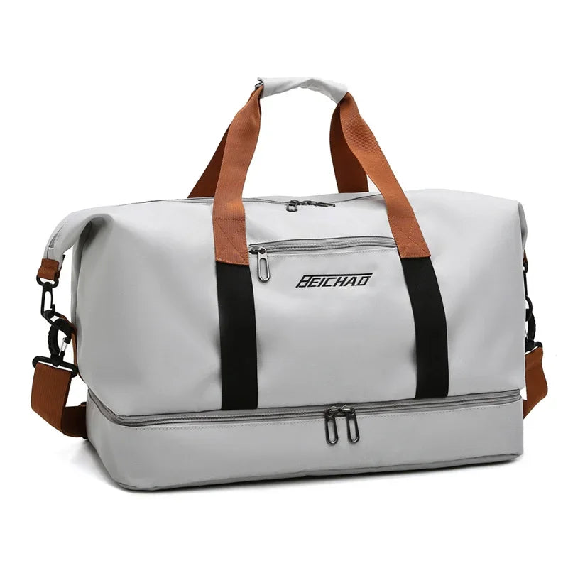 Men’s Nylon Duffle Bag - Trolley Strap Weekender with Shoe Pocket
