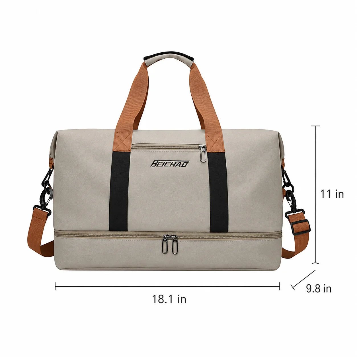 Men’s Nylon Duffle Bag - Trolley Strap Weekender with Shoe Pocket