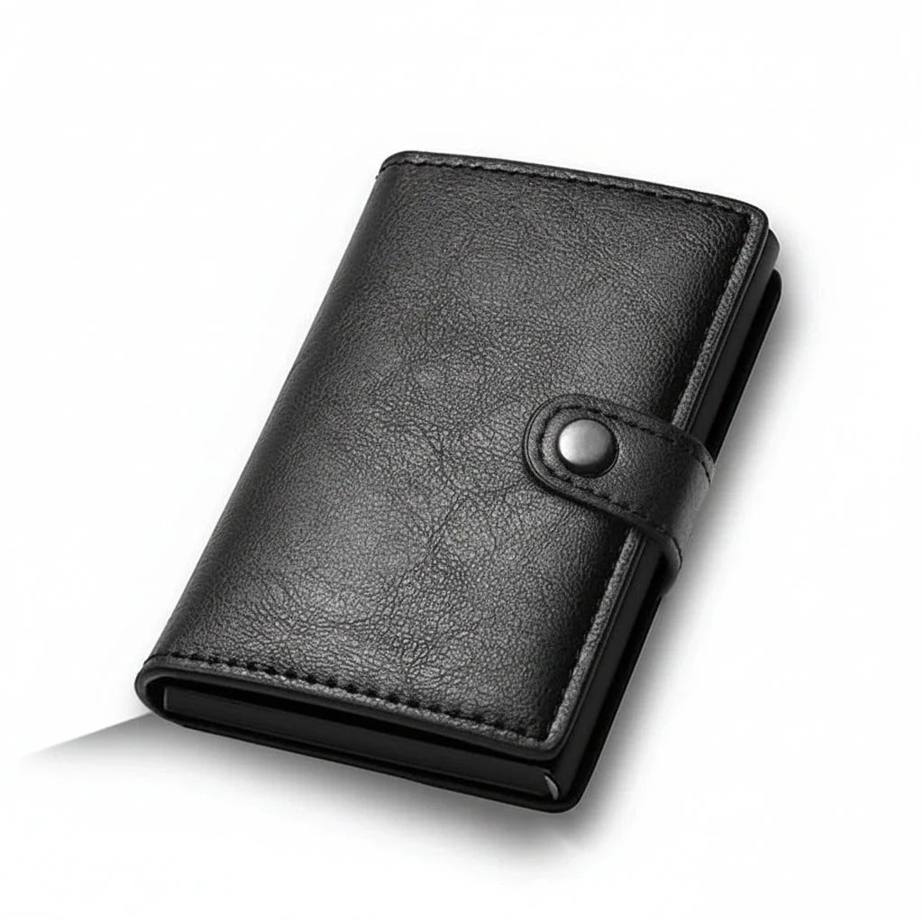 Men’s RFID Card Holder - Pop-Up Wallet with Cash Pocket - Black