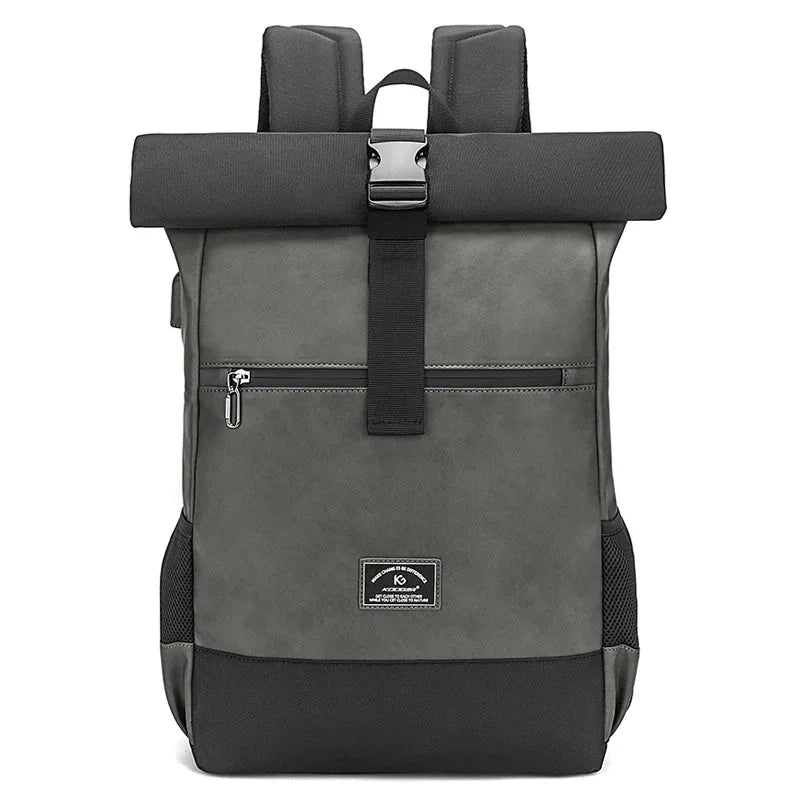 Men’s Roll Top Backpack – Water Resistant Urban Backpack for Everyday Carry - Grey