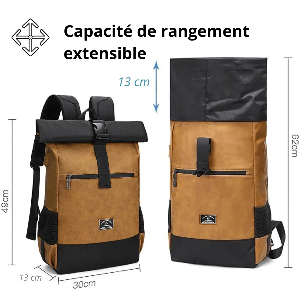 Men’s Roll Top Backpack – Water Resistant Urban Backpack for Everyday Carry