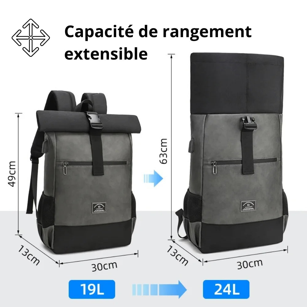Men’s Roll Top Backpack – Water Resistant Urban Backpack for Everyday Carry