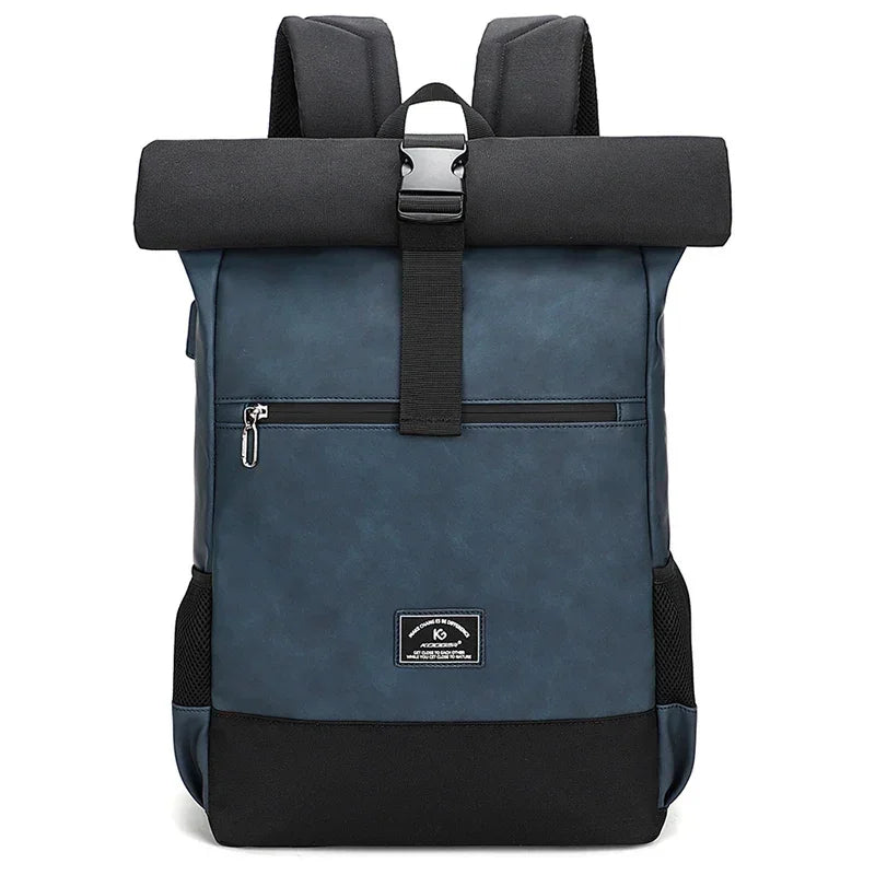Men’s Roll Top Backpack – Water Resistant Urban Backpack for Everyday Carry - Blue