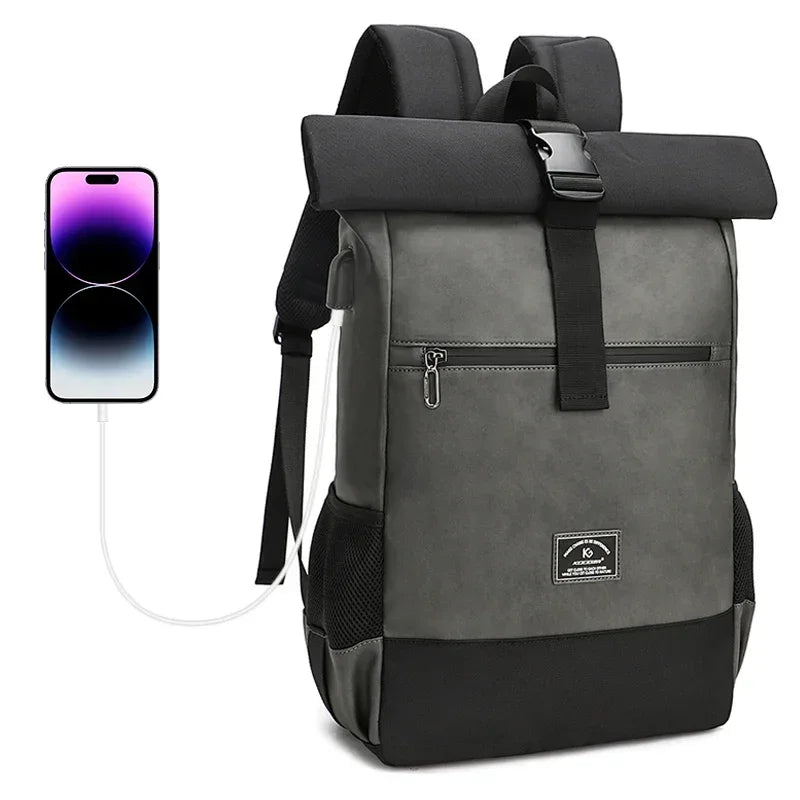 Men’s Roll Top Backpack – Water Resistant Urban Backpack for Everyday Carry