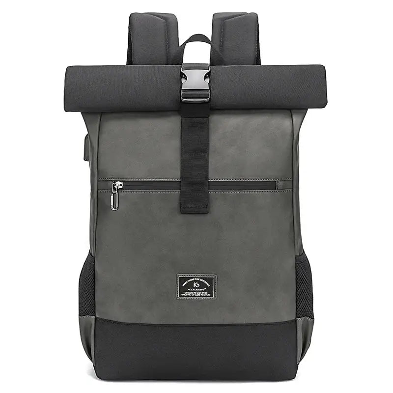 Men’s Roll Top Backpack – Water Resistant Urban Backpack for Everyday Carry - Grey