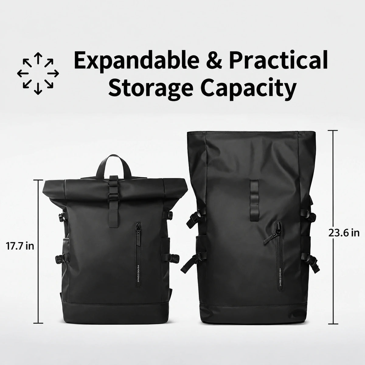 Men’s Roll Top Backpack – Waterproof Expandable Everyday Backpack