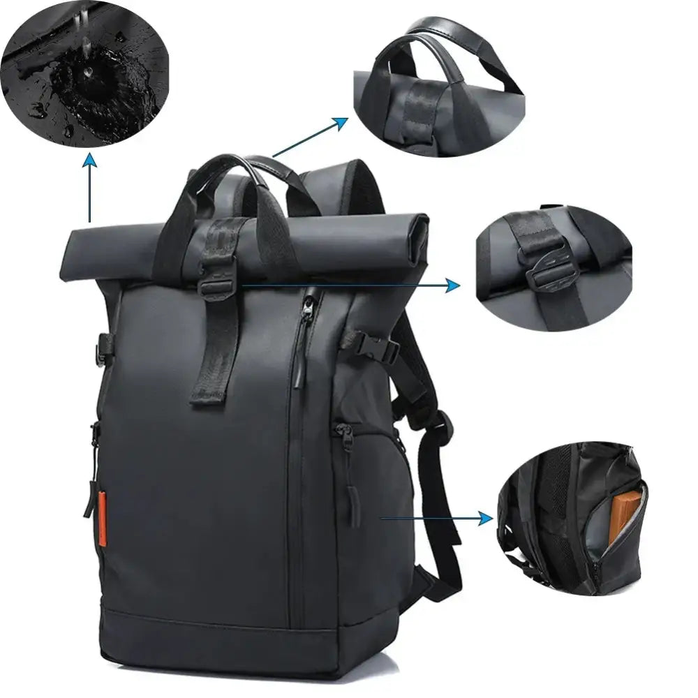 Men’s Roll-Top Backpack – Waterproof Travel & Work Bag