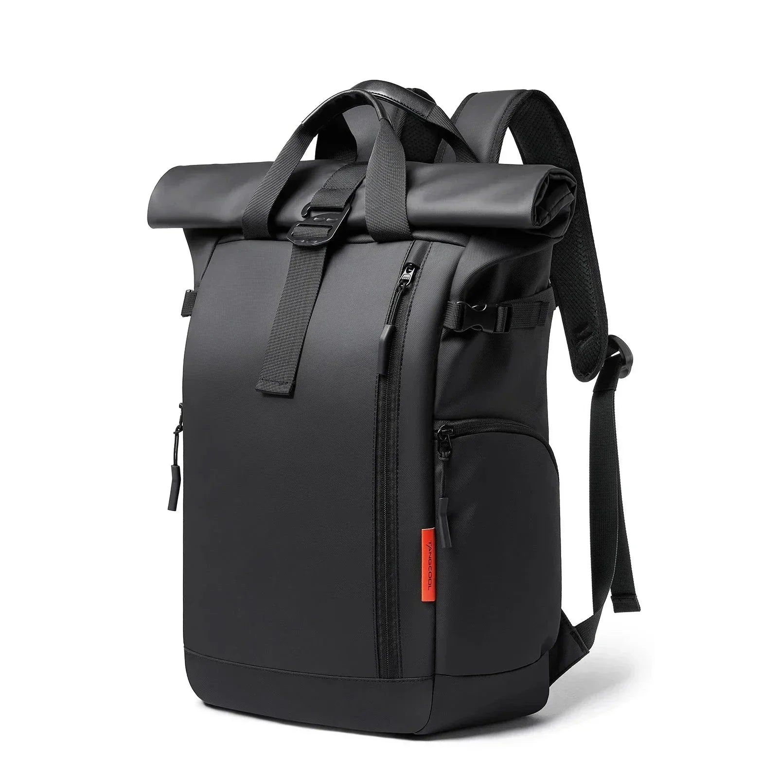 Men’s Roll-Top Backpack – Waterproof Travel & Work Bag - Black