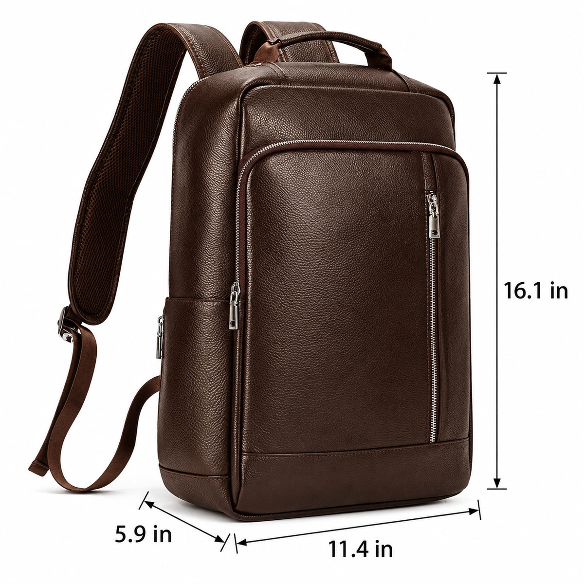 Men’s Slim Leather Backpack – Compact Laptop Work Bag