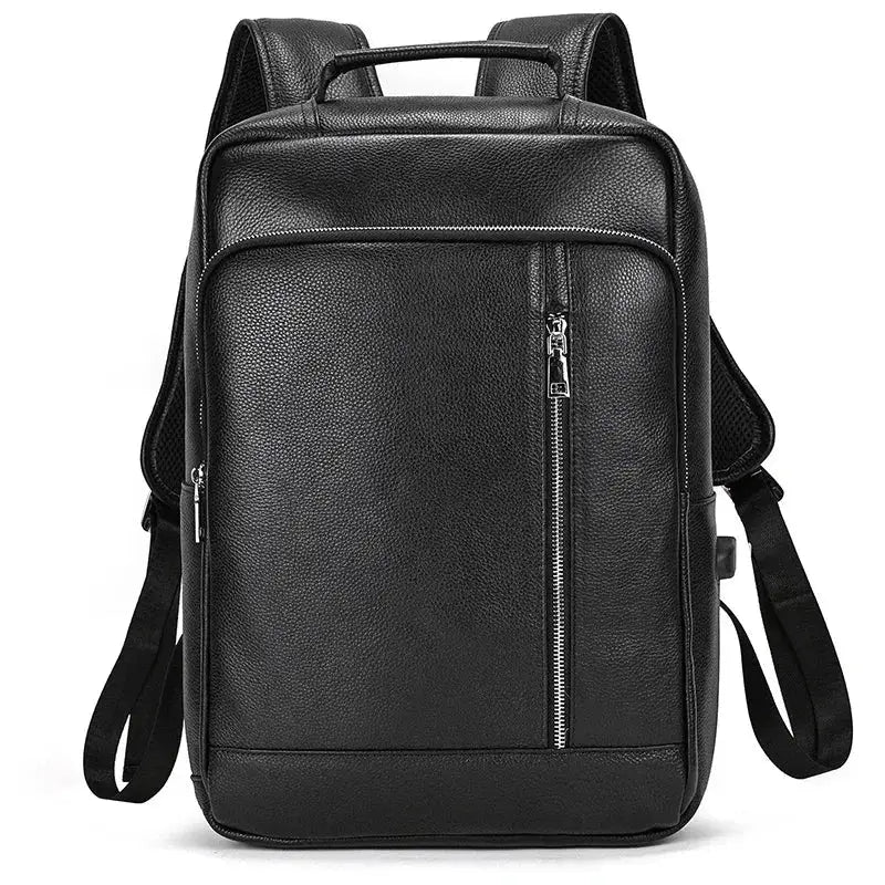 Men’s Slim Leather Backpack – Compact Laptop Work Bag