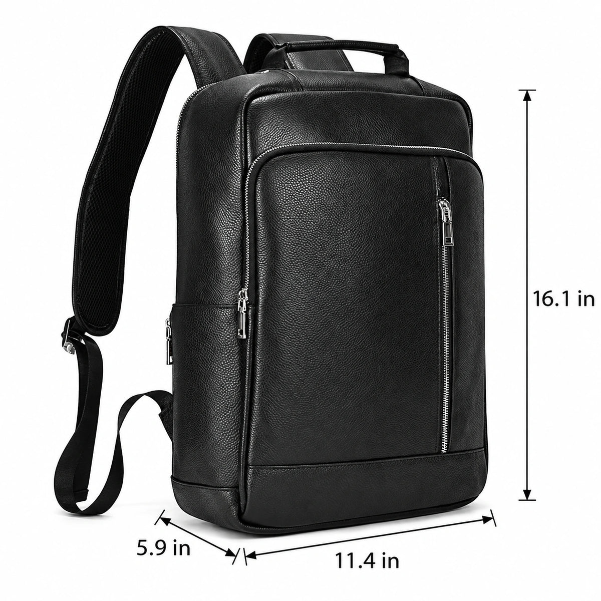 Men’s Slim Leather Backpack – Compact Laptop Work Bag