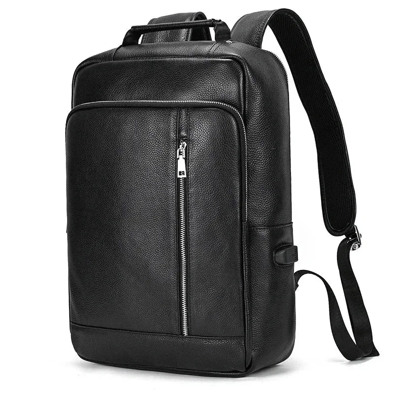 Men's Slim Leather Backpack – Compact Work Bag