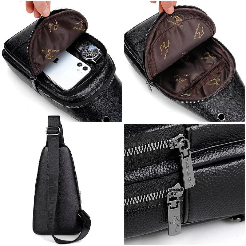 Men’s Sling Bag - 2-Pocket Crossbody Chest Bag