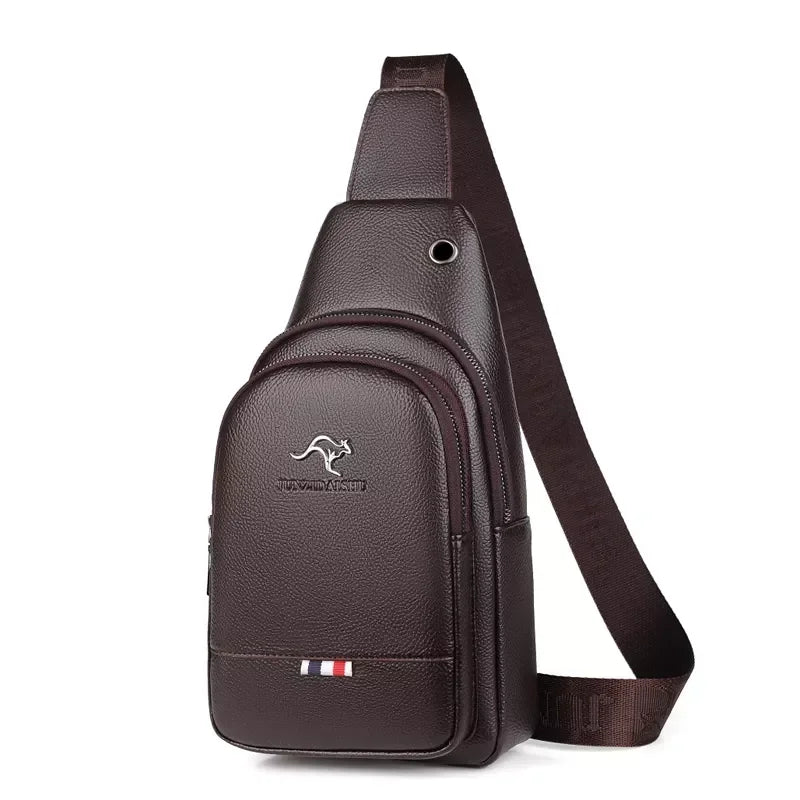 Men’s Sling Bag - 2-Pocket Crossbody Chest Bag - Dark brown