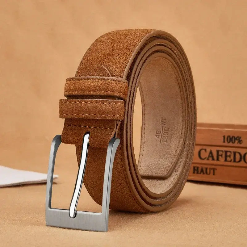 Men’s Suede Belt – Casual Leather Belt with Pin Buckle