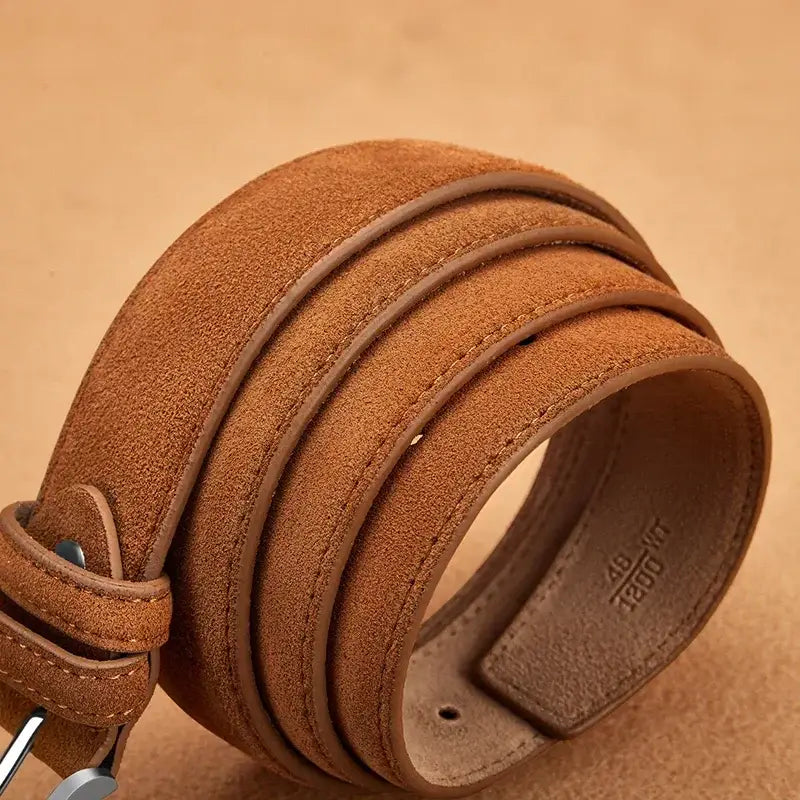Men’s Suede Belt – Casual Leather Belt with Pin Buckle