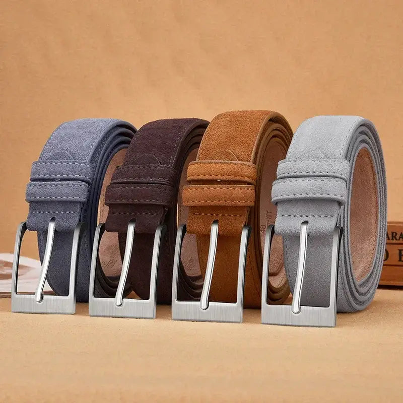 Men’s Suede Belt – Casual Leather Belt with Pin Buckle