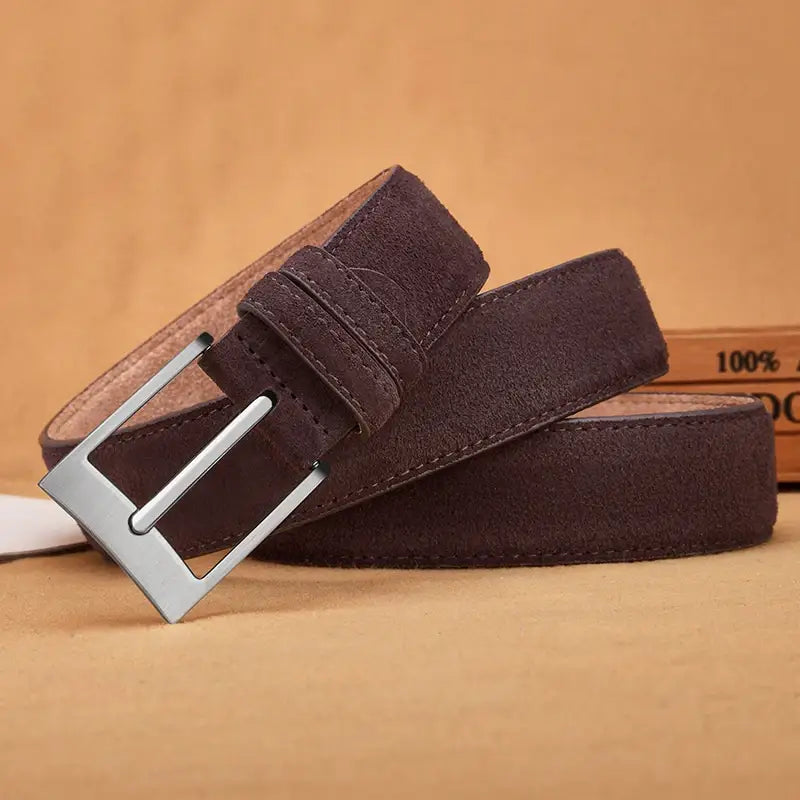 Men’s Suede Belt – Casual Leather Belt with Pin Buckle