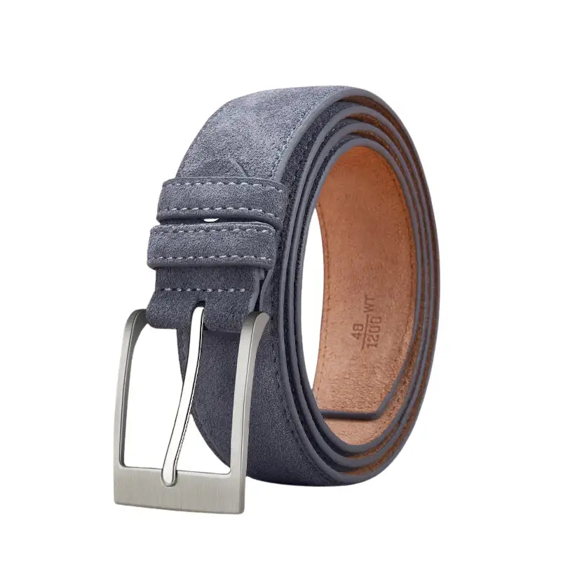 Men’s Suede Belt – Casual Leather Belt with Pin Buckle - Blue / 39