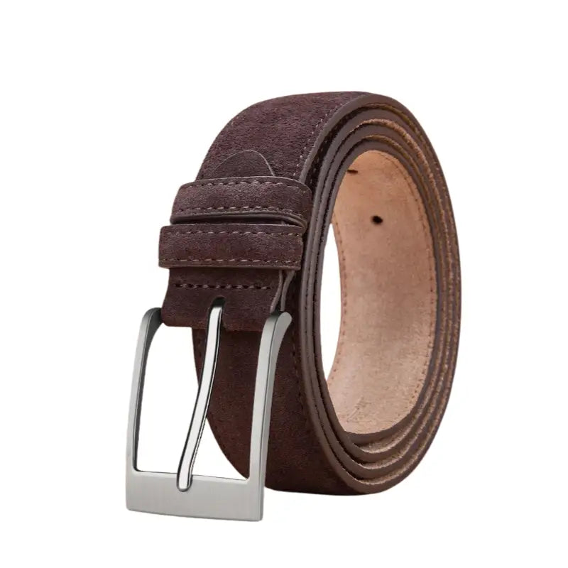 Men’s Suede Belt – Casual Leather Belt with Pin Buckle - Dark brown / 39