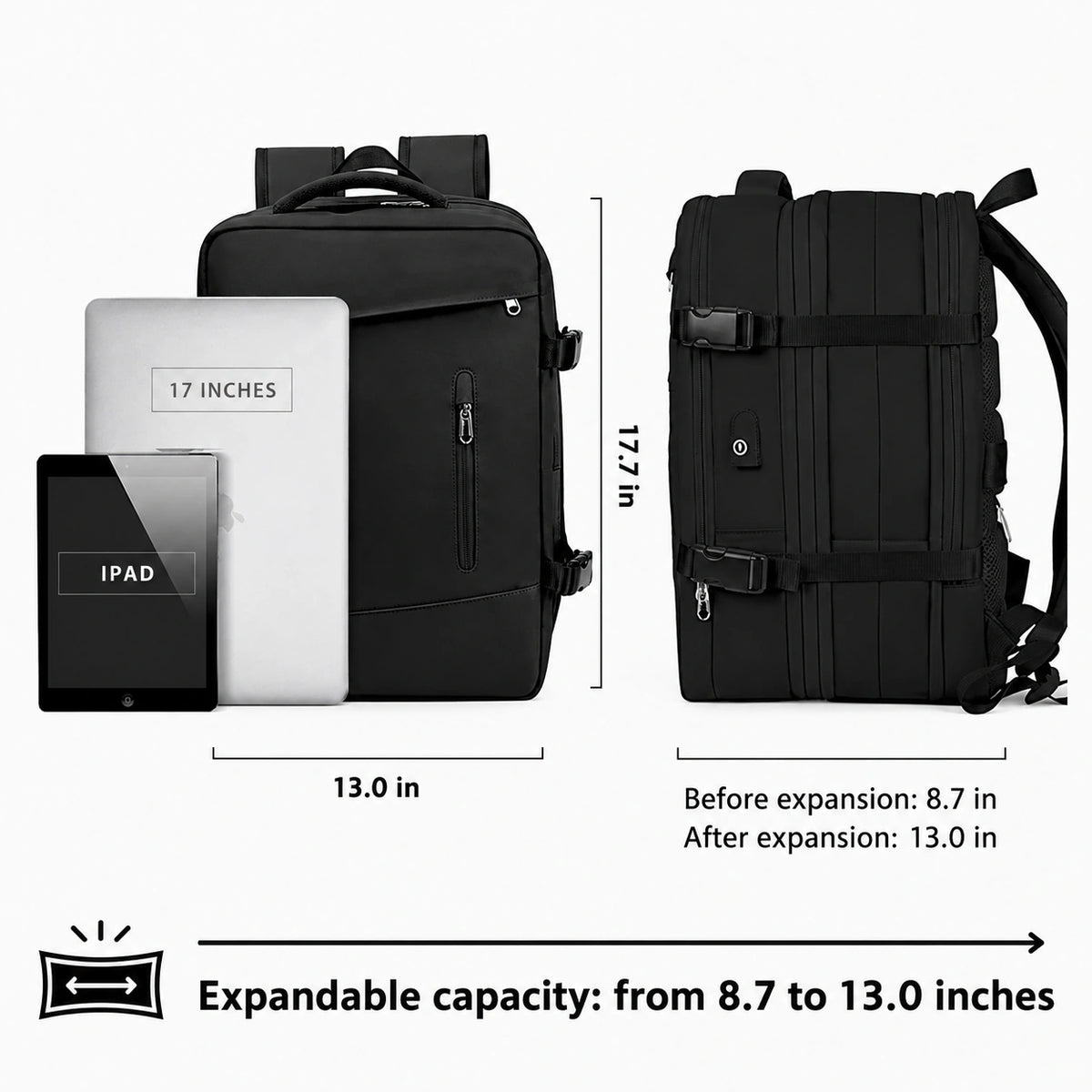 Men’s Travel Backpack – Expandable 28–40L Cabin Carry-On