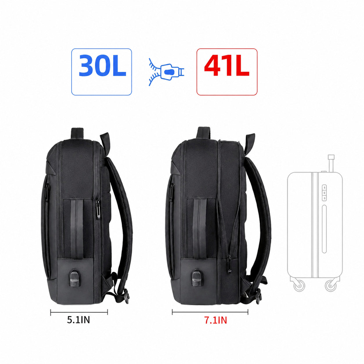 Men’s Travel Backpack - USB Charging Anti-Theft Carry-On
