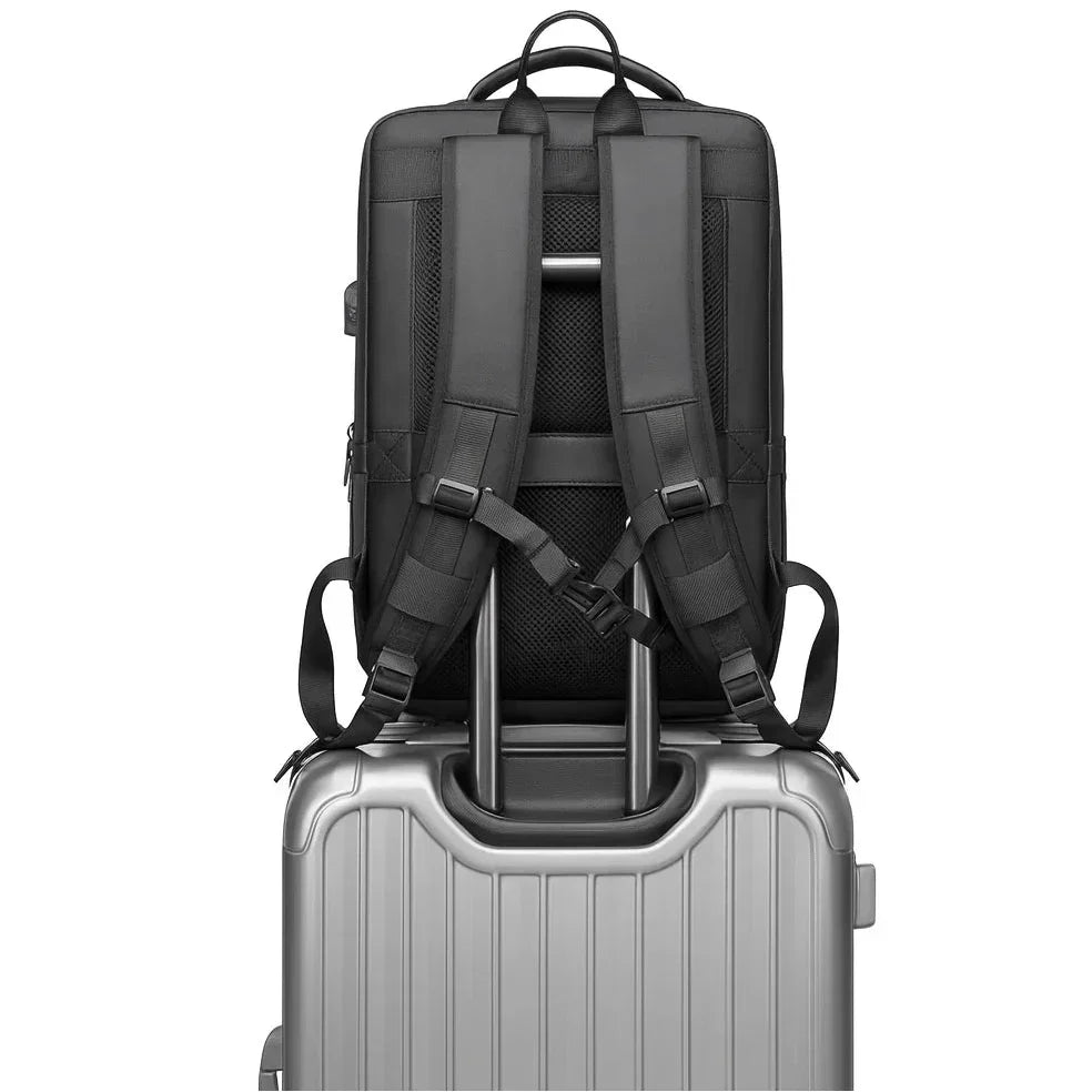 Men’s USB Laptop Backpack with Luggage Strap - 15.6 Inch Oxford Commuter Pack