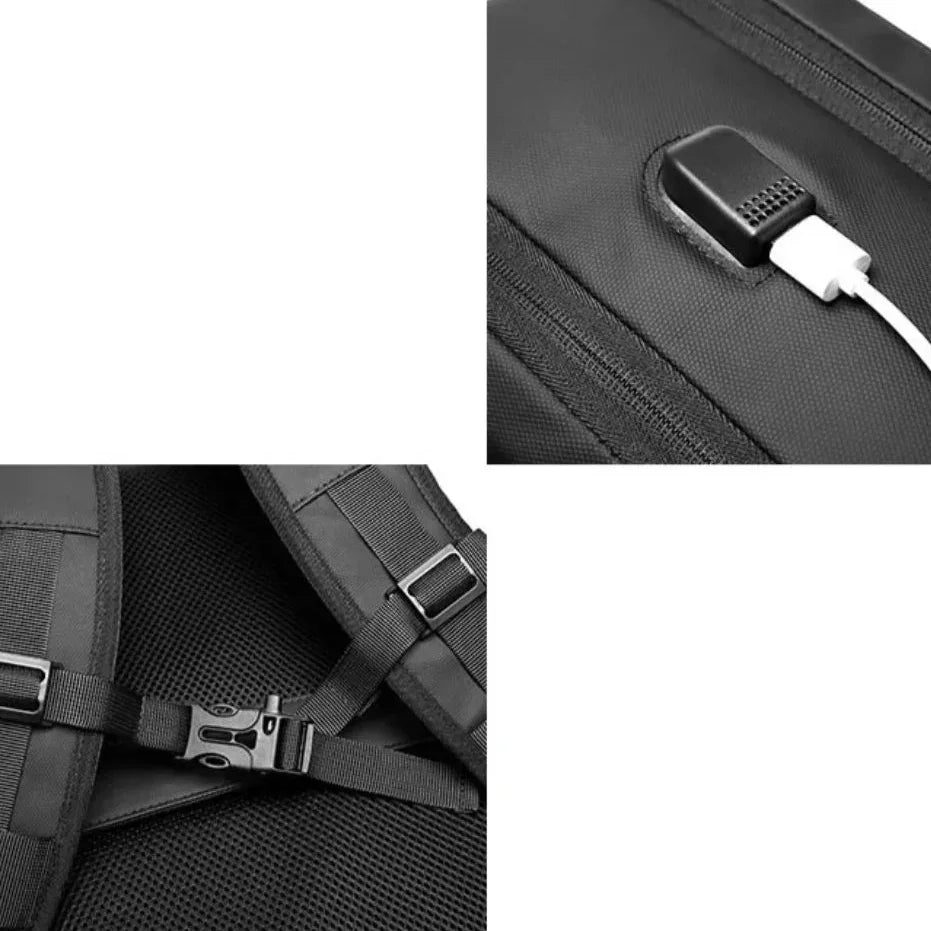 Men’s USB Laptop Backpack with Luggage Strap - 15.6 Inch Oxford Commuter Pack