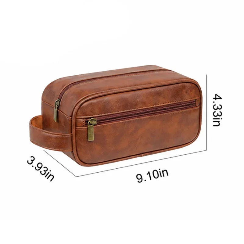 Men’s Vegan Leather Dopp Kit - Compact Travel Toiletry Bag