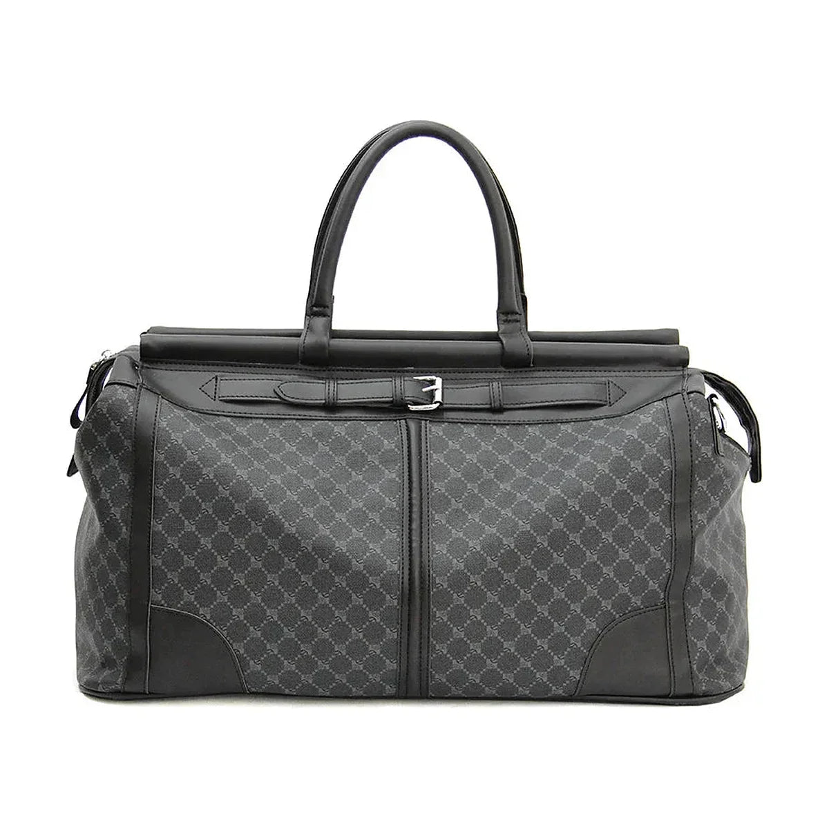 Men’s Vegan Leather Duffle Bag Doctor Style Weekender - Black Diamond Print