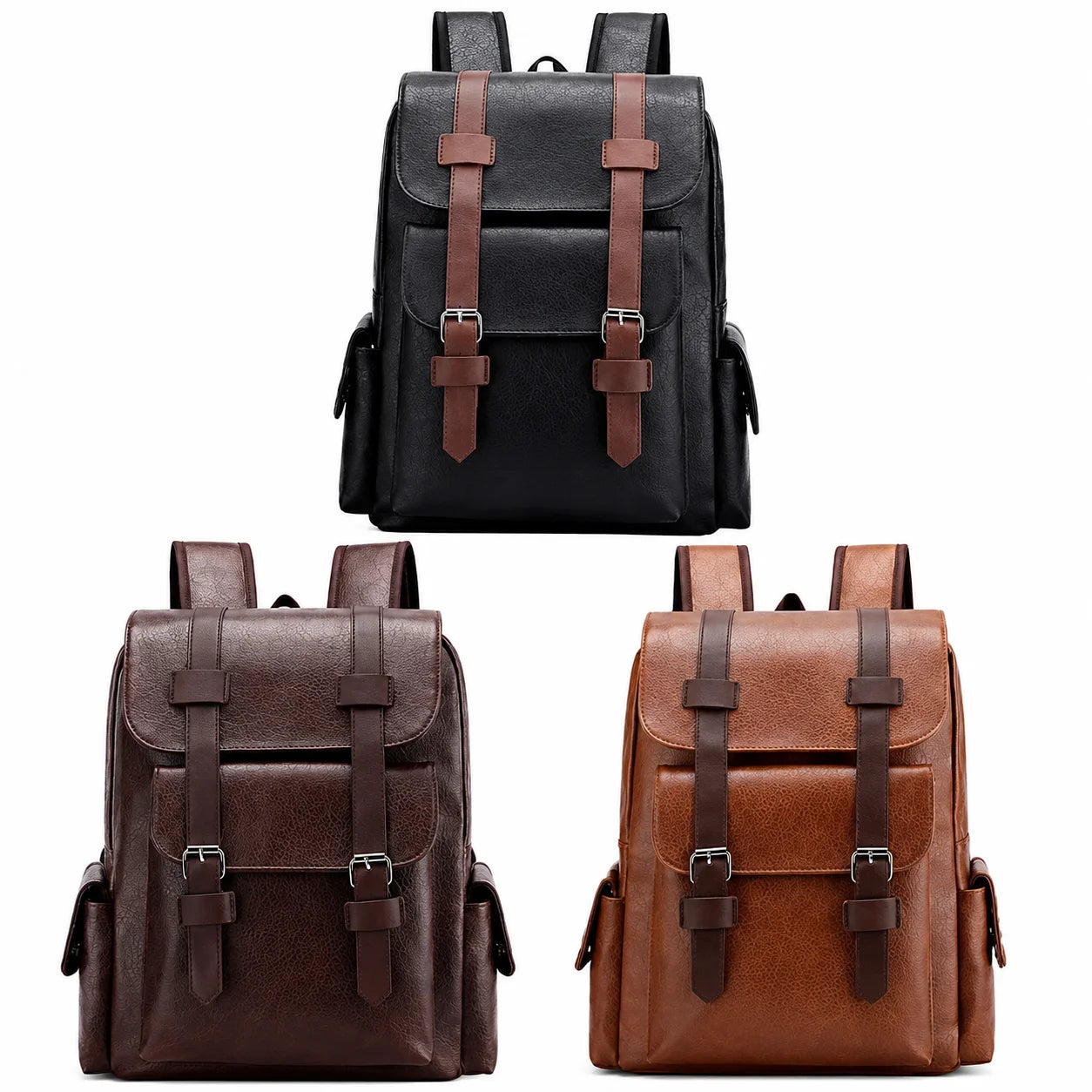 Men’s Vintage Backpack - Buckle Flap 15’’ Laptop Bag
