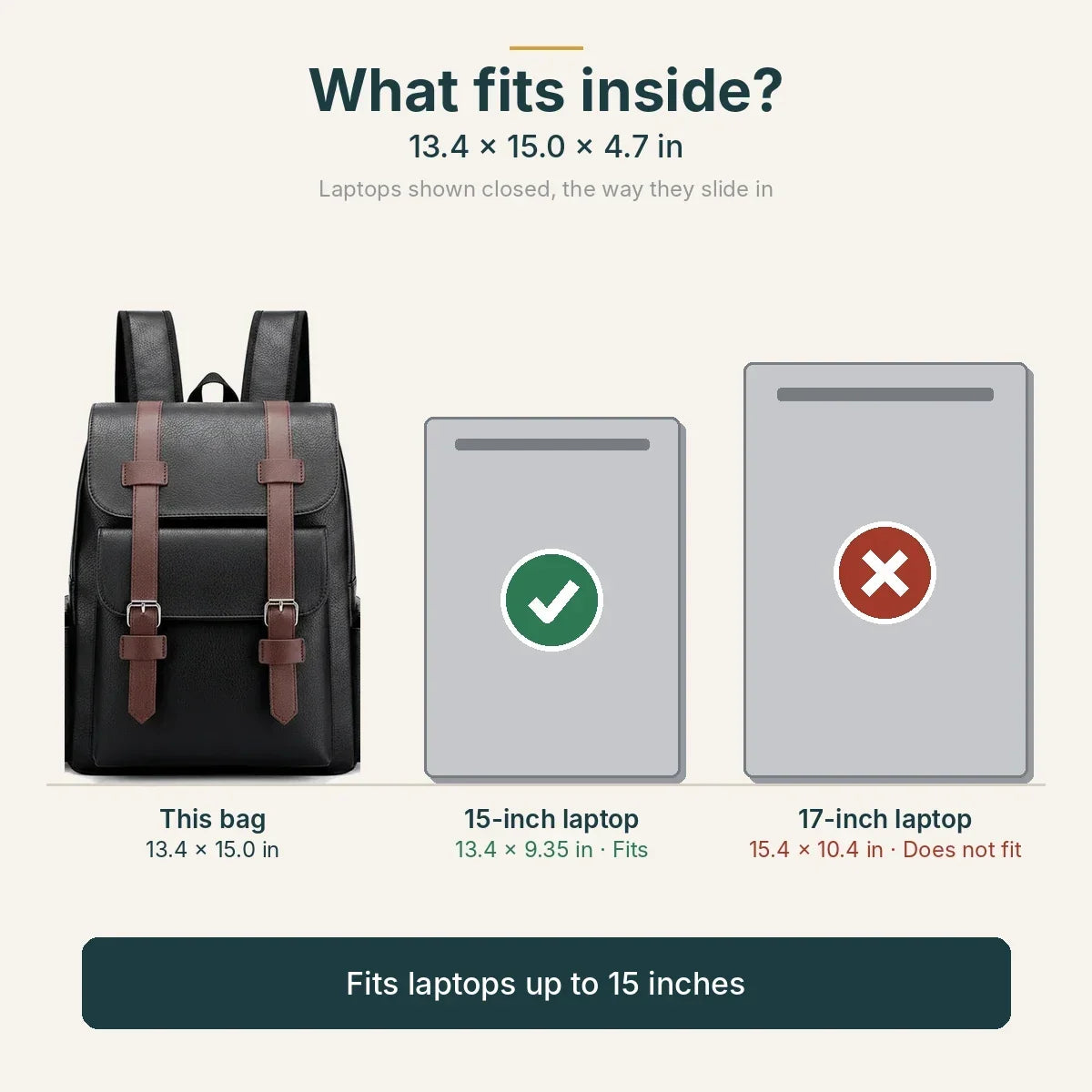 Men’s Vintage Backpack - Buckle Flap 15’’ Laptop Bag