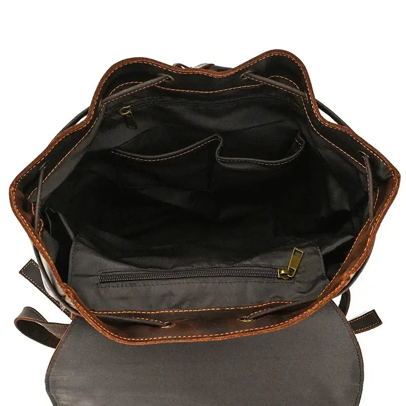 Men’s Vintage Leather Backpack – Large Retro Leather Backpack for Work & Travel