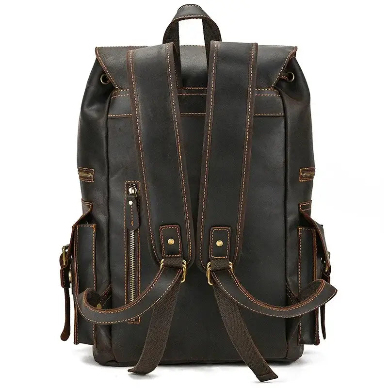 Men’s Vintage Leather Backpack – Large Retro Leather Backpack for Work & Travel